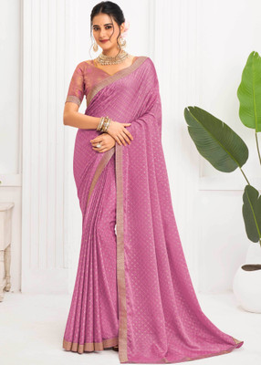 Laxmipati sarees Printed Saree with Attached Blouse Silk Blend Saree(Pink)