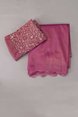 A To Z Cart Solid/Plain Bollywood Organza Saree(Purple)