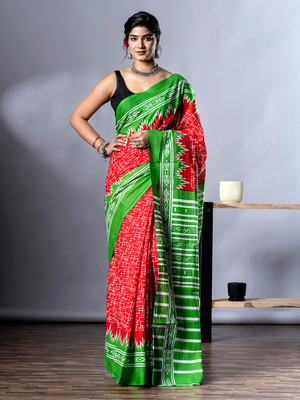 NaiNath Fab Printed Handloom Pure Cotton Saree(Multicolor)