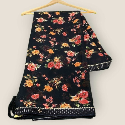 AGV Printed Bandhani Chiffon Saree(Black)