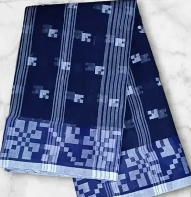 Maa Kali saree centre Printed Tant Pure Cotton Saree(Blue)