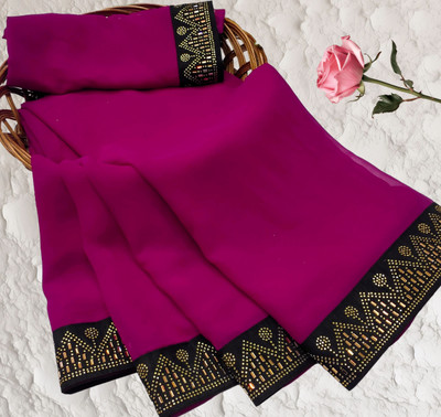pari creation Embroidered Bollywood Georgette Saree(Pink)