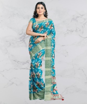 AA ONE ENTERPRISE Floral Print Bollywood Cotton Blend Saree(Multicolor)