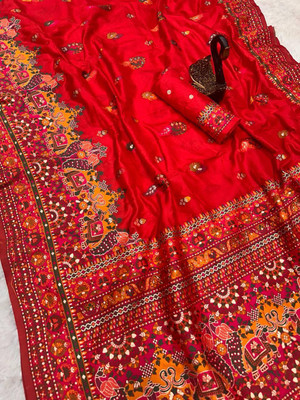 Divastri Animal Print Bollywood Viscose Rayon Saree(Red)
