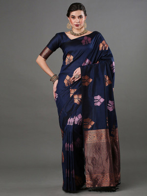 CRAFTIZETEX Woven Bollywood Jacquard Saree(Blue)