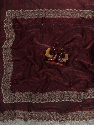 Starly Self Design Handloom Satin, Silk Blend Saree(Maroon)