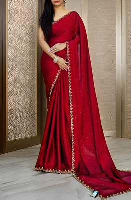 JAINICA Self Design Bollywood Georgette Saree(Red)