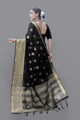 KOTHARI KS Printed Bandhani Organza Saree(Black)