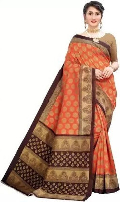 Moda Rapido Self Design Bhagalpuri Art Silk Saree(Orange)