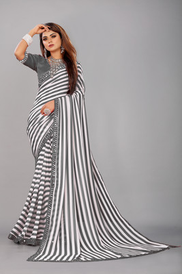 Flip The Style Printed Bollywood Georgette Saree(Grey)
