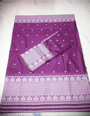 VIHA CREATION Self Design Mekhela Chador Cotton Blend Saree(Purple)