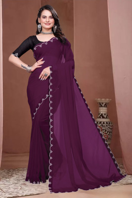 Labheshwari Embellished Bollywood Georgette Saree(Maroon)