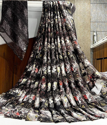Bombey Velvat Fab Floral Print Ilkal Chiffon, Georgette Saree(Black)