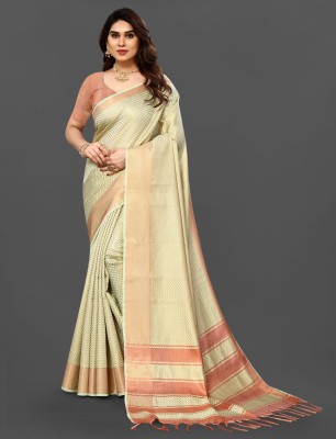 Zenophily Embellished Kanjivaram Art Silk Saree(Yellow)