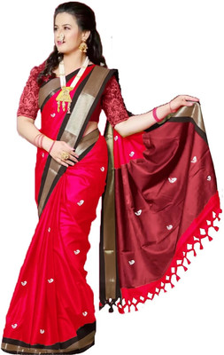 HouseOfCommon Temple Border Bollywood Cotton Silk Saree(Multicolor)