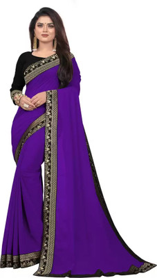 OKTAT Solid/Plain Banarasi Georgette Saree(Purple)