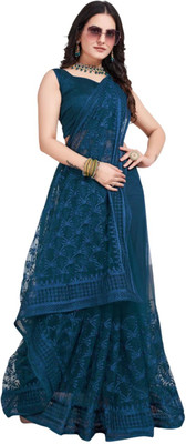 Julee Embroidered Bollywood Net Saree(Dark Blue)