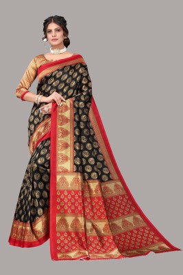 YASHIKA Printed Bollywood Art Silk Saree(Black)