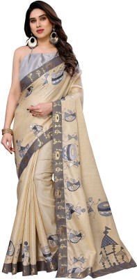 Priyashi Printed Mysore Art Silk Saree(Brown)