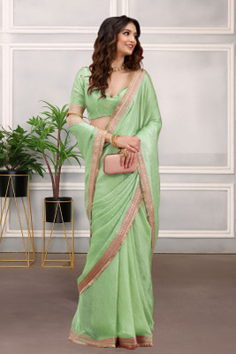New Pooja Embellished Bollywood Georgette Saree(Green)