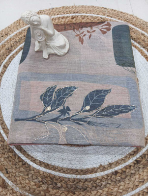 RIDDHICREATION Printed, Self Design, Digital Print Bollywood Cotton Silk Saree(Brown)