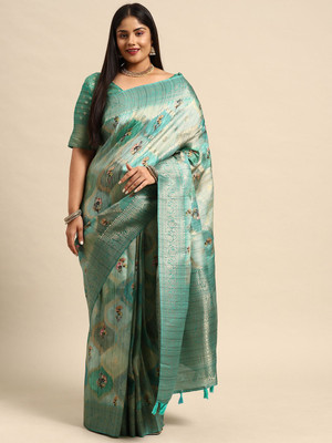 Sztori Woven, Self Design Bollywood Cotton Linen Saree(Multicolor)