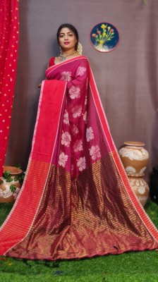 Anjali textile Woven Handloom Pure Cotton Saree(Pink)