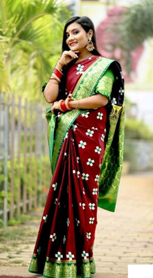 Dulhan Collection Woven Banarasi Jacquard Saree(Dark Green)