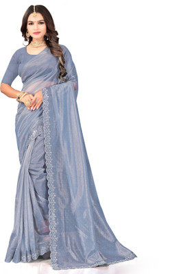 MARUT ENTERPRISE Embellished, Self Design Bollywood Net Saree(Grey)