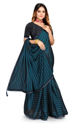 PAYAL TREND Striped Bollywood Cotton Silk Saree(Maroon)