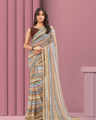 JAYAMENTERPRISE Striped Bollywood Georgette Saree(Multicolor)