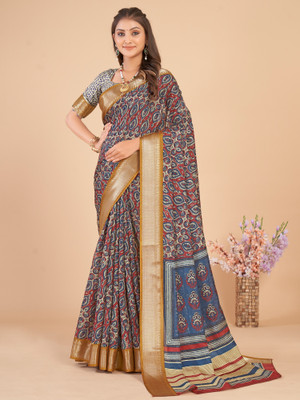 Divastri Woven Daily Wear Silk Blend Saree(Brown)