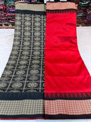 Sijileen Woven Sambalpuri Art Silk Saree(Red)