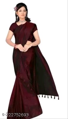 Mix par uka Jura mekhela Codor Woven, Solid/Plain Mekhela Chador Polyester Saree(Brown)