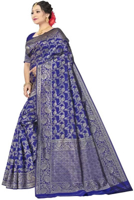 HouseOfCommon Woven Bollywood Pure Silk Saree(Blue)