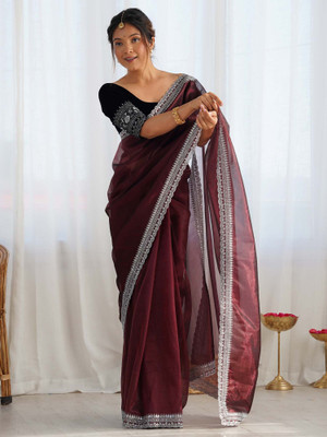 Sareemall Embellished Bollywood Net Saree(Maroon)