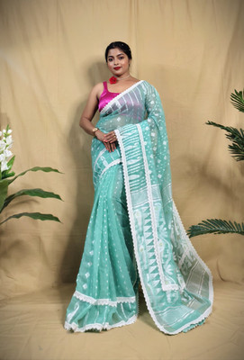 RAJTEXTILE Woven Handloom Cotton Silk Saree(Magenta)
