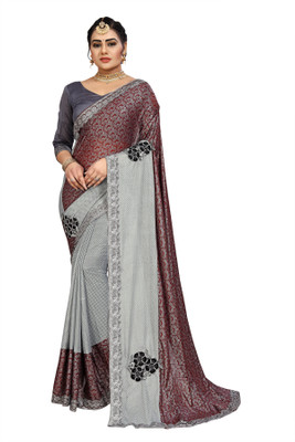 QUEDDY'S Embroidered Bollywood Silk Blend Saree(Maroon)