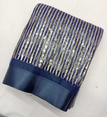 Shatrunjaya Embroidered Bollywood Net Saree(Blue)