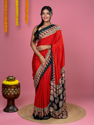 Hella Fashions Digital Print Daily Wear Crepe Saree(Multicolor)