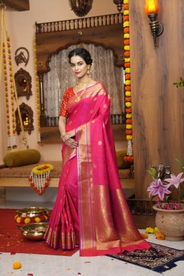 Divastri Solid/Plain Daily Wear Polyester Saree(Pink)