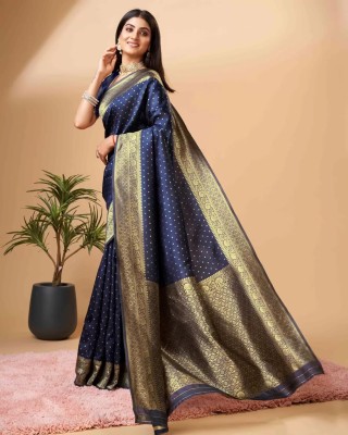 AVANTIKA FASHION Woven Banarasi Pure Silk, Art Silk Saree(Dark Blue)