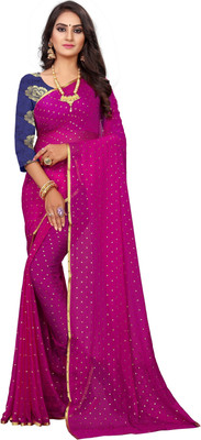 Prutha Fashions Embellished Bollywood Chiffon Saree(Pink)