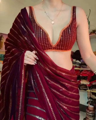 Suali Embellished Bollywood Georgette Saree(Maroon)