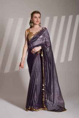 shiv textiles Embellished Bollywood Net Saree(Purple)