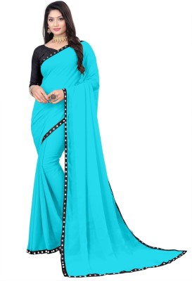 Jaysari Solid/Plain Bollywood Silk Blend Saree(Light Blue)