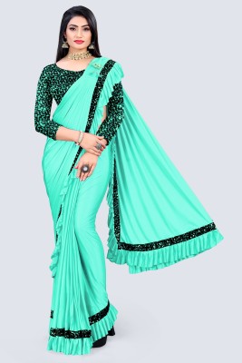 Mijashree Embellished Daily Wear Lycra Blend Saree(Green)