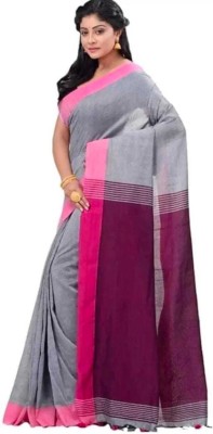 RMSCOLLECTION Solid/Plain, Self Design Handloom Pure Cotton Saree(Multicolor)