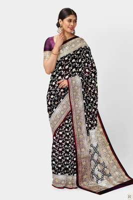 Ansari Fabrics Woven Banarasi Satin Saree(Purple)