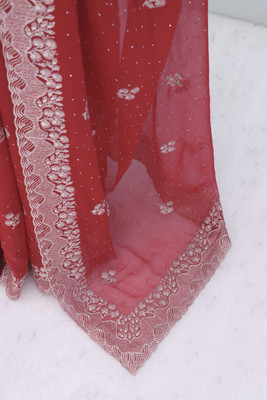 ZOYAL ENTERPRISE Embroidered Bollywood Organza Saree(Red)